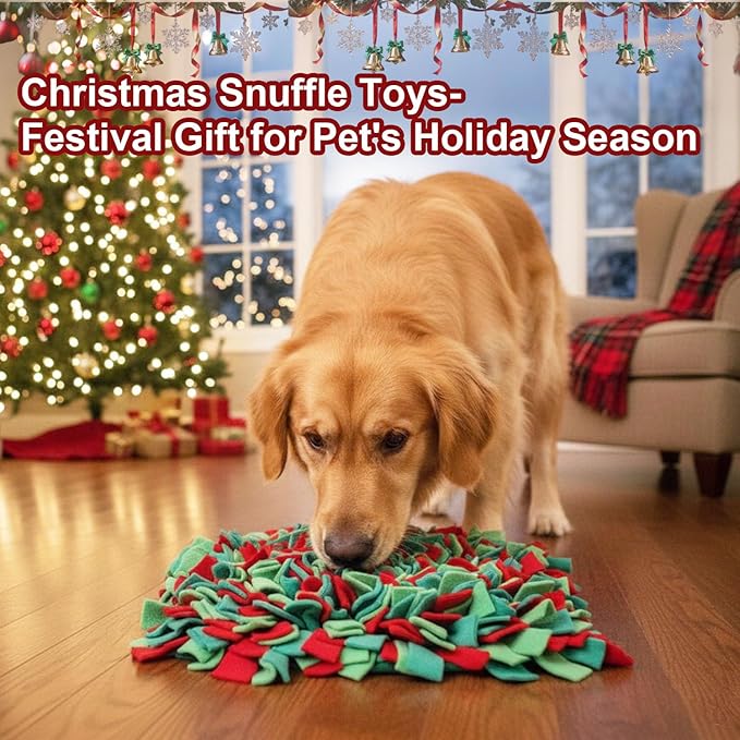 Snuffle Mat for Dogs - Christmas Dog Toys, Sniff Mats for Dogs - Nosework Training Mats for Foraging Instinct, Enrichment Toys for Small/Medium/Large Pets
