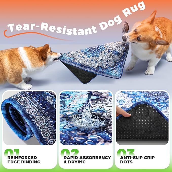 Hompet 2 Pack Super Absorbent Lightweight Dog Door Mat, Washable Pee Pads for Dogs, Reusable Puppy Training Pads, Quick Dry Non-Slip Pet Entryway Rug, Leak-Proof Potty Pad for Indoor Floors, 35"x60"