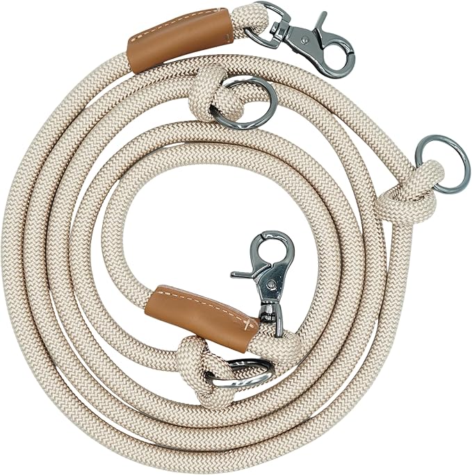 8FT Hands Free Dog Rope Leash, Waist Body Running Leash for Dog Walking (Beige, 8FTx10MM)