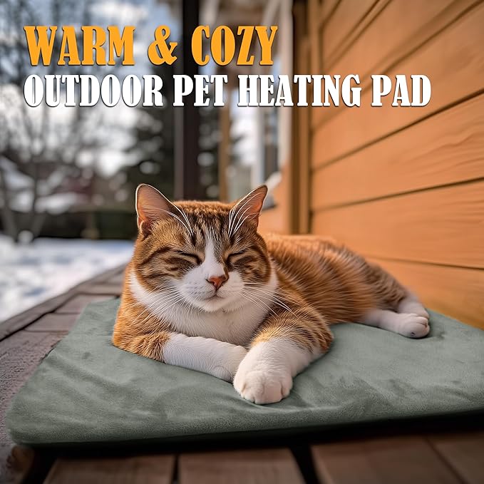 PETNF Outdoor Cat Heating Pad - Safe Waterproof Electric Warming Mat for Feral Cats Fits Cat House Outside 28"X16"