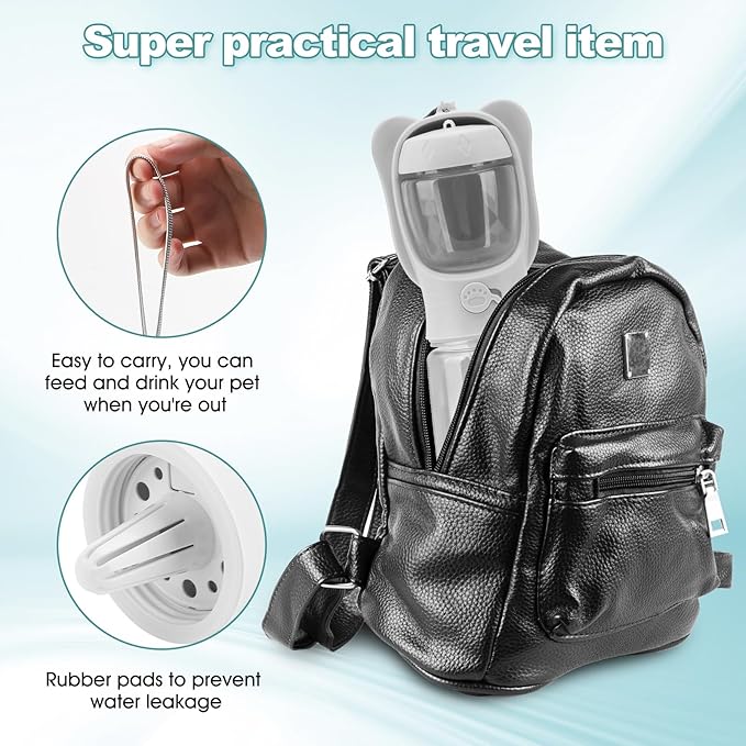 Portable Dogs Water Bottle with Food Storage Container, Leakproof Drinking Water Dispenser Feeder for Outdoor Dog Stuff Accessories Items for Cats, Puppy,for Walking, Hiking (White, 550ml)