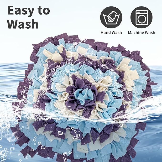 Pet Snuffle Mat for Dogs, Dog Feeding Mat, Nosework Training Mats for Foraging Instinct Interactive Puzzle Toys (Violet&SkyBlue&White)