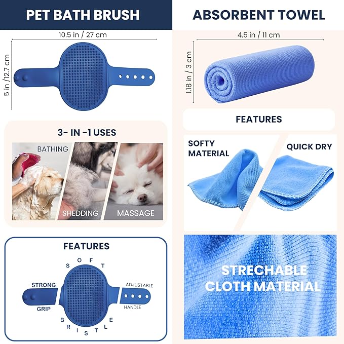Dog Paw Washer Kit - Includes Paw Cleaner Cup, Towel, Pet Bath Brush & Moisturizing Balm - Dog Foot Washer for Muddy Paws, ideal for Small & Medium Dogs (Blue, Medium)