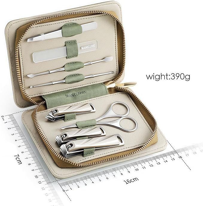 8-Piece Manicure Pedicure Set-Stainless Steel Nail Clippers Toenail Fingernail Cutters with Travel Case Complete Grooming Kit (Blue)