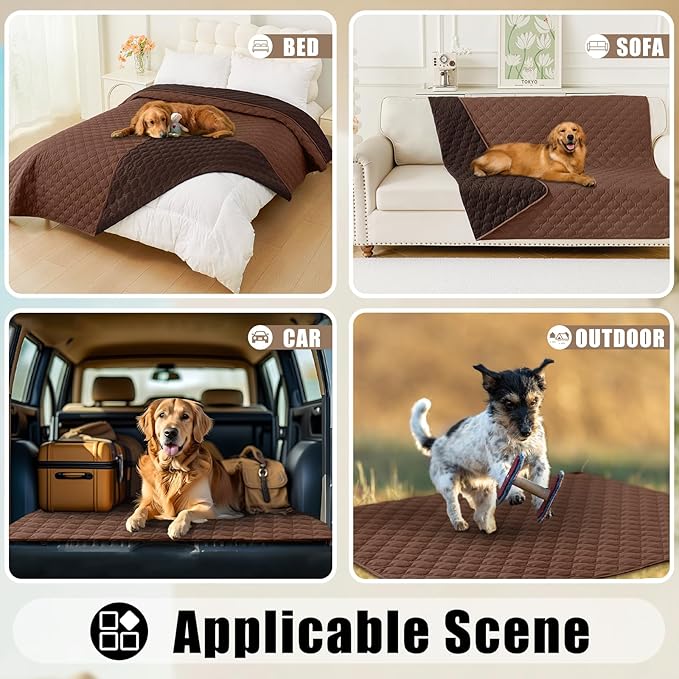 Smiry Waterproof Dog Bed Cover Blanket, Soft Reversible Pet Blanket, Washable Leakproof Cats Dogs Couch Cover for Sofa, Couch, Furniture, Plaid (30x70 Inch, Brown/Chocolate)