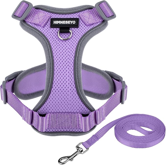 Small Dog Harness and Leash Set，No Pull Adjustable Pet Harness for Small Dogs ，Breathable Mesh Rflective Dog Vest Harness ，Pink,S (Light Purple, XS)