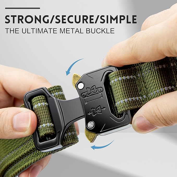 Personalized Tactical Dog Collar with Control Handle, Custom Name & Phone, Neoprene-Padded Lining, Reflective Strips, Heavy-Duty Thick Nylon, Metal Buckle, for Medium & Large Dogs