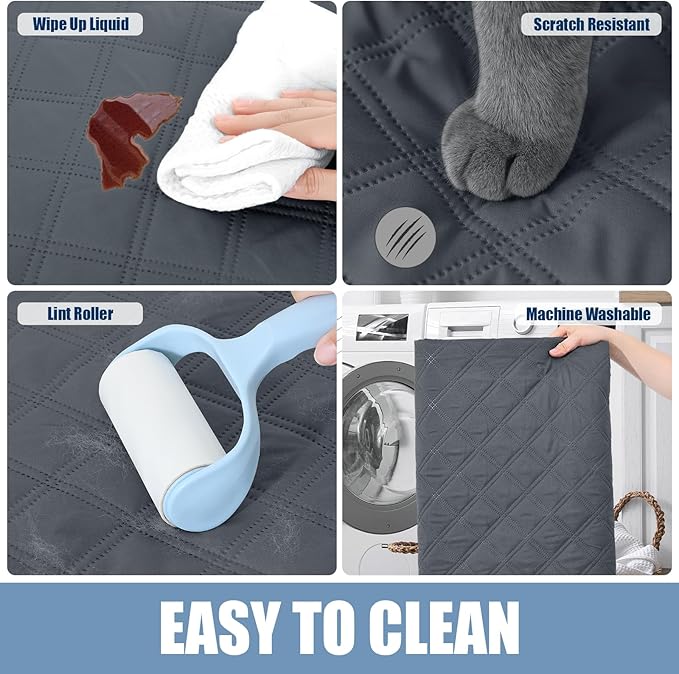 Smiry Waterproof Dog Bed Cover Pet Blanket, Soft Washable Dog Blanket for Furniture Bed Couch Sofa Reversible, Checkered (30"x80", Dark Grey/Black)