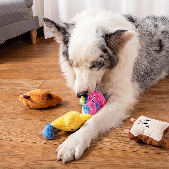 DODODOLA 4 Pcs Stuffing Dog Toys for Small Dogs Squeaky Small Dog Toys to Keep Them Busy Durable Push Puppy Toys for Chewing for Small Medium Dogs