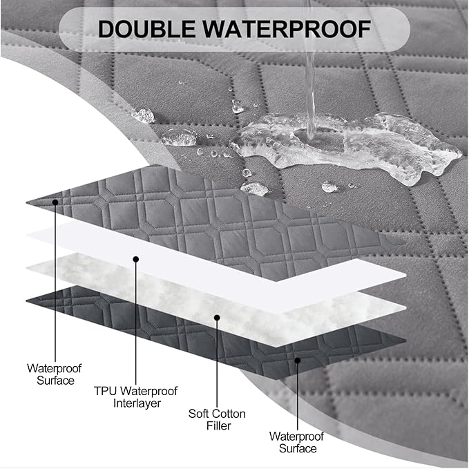 Smiry Waterproof Dog Blanket, 82x120 Inch Soft Pet Bed Cover Reversible, Washable Sofa Couch Furniture Protector for Small Medium Large Dog Puppy Cat, Geometric, Grey/Dark Grey