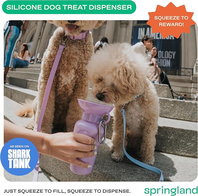 Springer by Springland Dog Water Bottle | Portable Travel Water Bottle Dispenser for Dogs | Dog Gift Seen on Oprah's Favorite Things, Shark Tank | Leak-Proof Bottles | BPA-Free 22oz Lilac