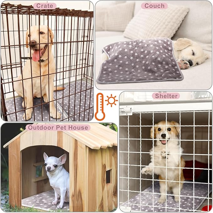 2 Pcs Large Self Warming Cat Pad Self Heating Cat Mat Bed Dog Crate Pet Blankets Thermal Heated Bed Mat for Outdoor Indoor Newborn Kittens Puppies Dog(Small Star,24 x 18)