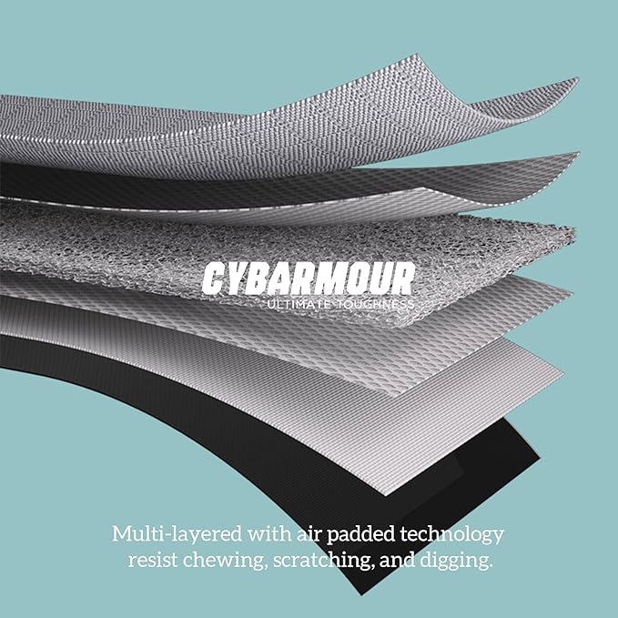 Cybarmour Chew Proof Dog Bed - Orthopedic Indestructible Dog Crate Pad - Outdoor Waterproof Kennel Mat for Aggressive Chewers - Large Breeds & Fits 36-Inch Crate - 35"x22", Limestone