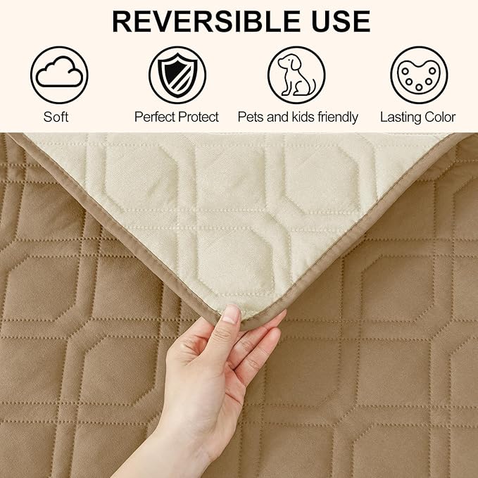 Smiry Waterproof Dog Blanket, 30x70 Inch Soft Pet Bed Cover Reversible, Washable Sofa Couch Furniture Protector for Small Medium Large Dog Puppy Cat, Geometric, Camel/Beige