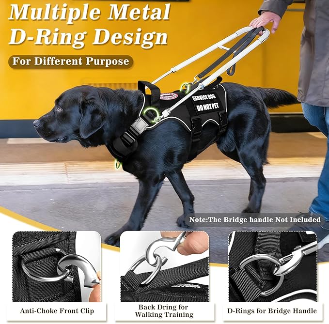 Service Dog Vest with Pockets,Large Dog Harness and Removable Backpack for Training Hiking,Pet Vest with Handle&Molle System for Patches,Black L