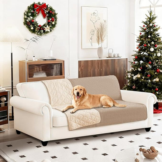 Waterproof Dog Blanket, Non-Slip Soft Pet Bed Cover, Couch Cover for Dogs Washable, Protects Sofa, Furniture, Crate, Car, Tear Resistant Leakproof Pet Blanket (52x82 Inch, Khaki)