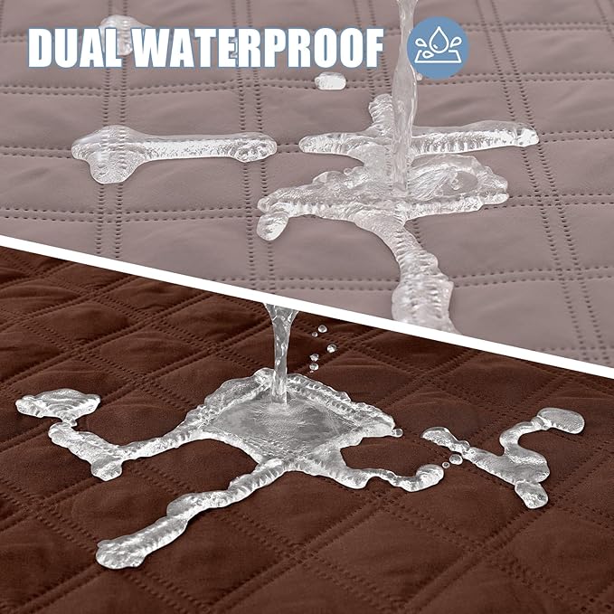 Smiry Waterproof Dog Bed Cover Pet Blanket, Soft Washable Dog Blanket for Furniture Bed Couch Sofa Reversible, Checkered (52"x82", Greyish Brown/Brown)