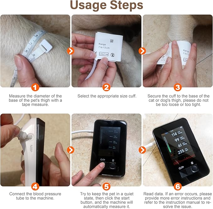 Veterinary Blood Pressure Monitor, Automatic Digital BP Machine for Dogs Cat,Silent Operation Feline Blood Pressure Monitor,3.5 inch LCD Screen and 1000 Sets Data Memory,One Button Operation