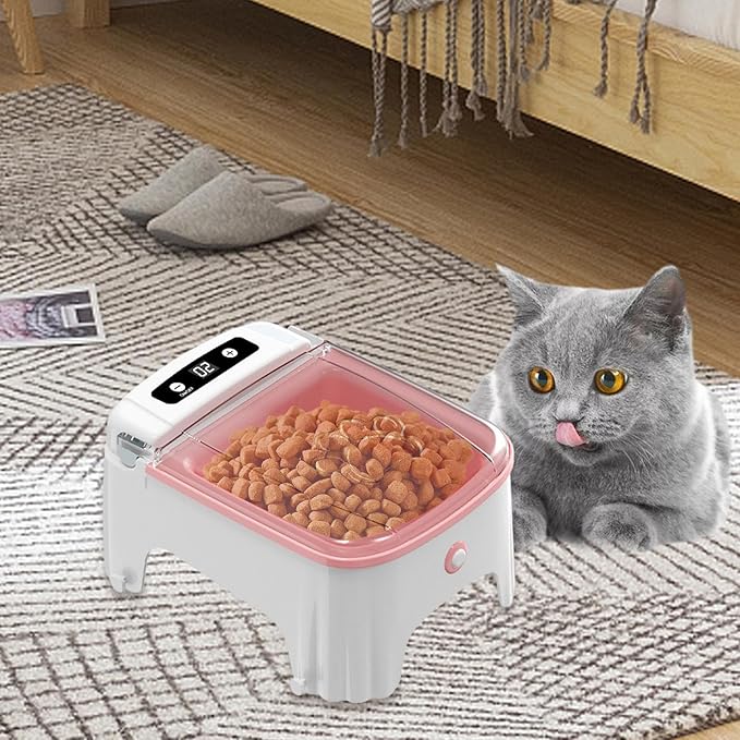 Automatic Cat Feeder - Auto Pet Feeder, Programmable Smart Cat Food Dispenser | Electric Timed Feeding Bowl with Sensor Lid, Dry Food Portion Control for Kitten Puppy Small Dog ABS 2000mAh