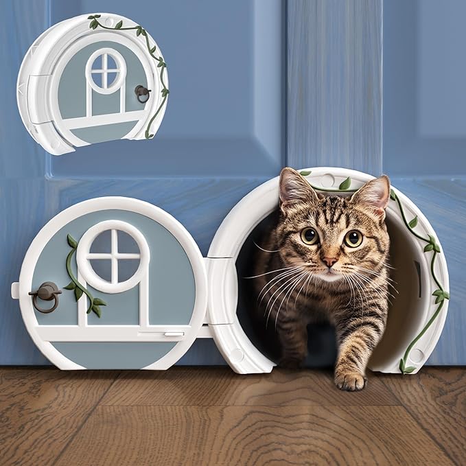 Gnome® Door Cat Door for Interior Doors - Stylish & Functional with No Flap, Lockable, and Easy Installation, Spacious Large Kitty Door for Cats Up to 20 lbs, Private and Comfortable Pet Door