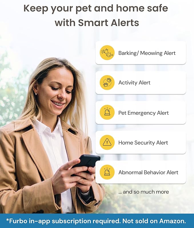 Furbo Mini 360° [Subscription Required] New 2K QHD Pet Camera - Unlock w/Paid Plan: Dog & Cat Safety Alerts, Rotating Treat Toss w/ 2-Way Speaker Smart Cam (Low Risk, 3mo Min. Cancel Anytime)