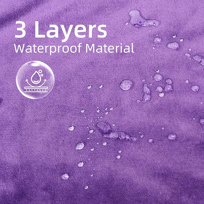 Waterproof Dog Blanket for Couch,Pee Proof Pet Blanket with 3-Layer Protection,Reversible Sherpa & Flannel Furniture Protector for Sofa Bed Car,Gifts for Cat Dog Lovers Christmas,50"x60",Purple