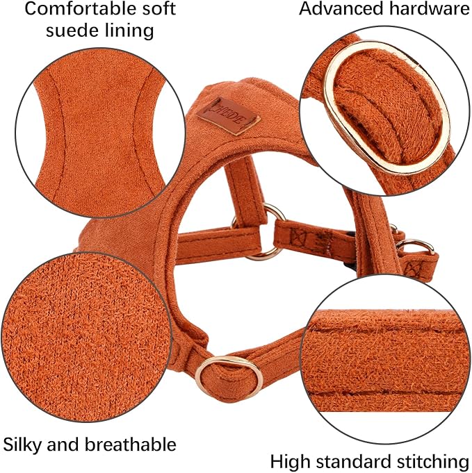 CHEDE No Pull Puppy Harness and Multifunction Dog Leash Set- 8 Colors Soft Adjustable No Choke Escape Proof Cute,Lightweight Pet Vest Harness for Small and Medium Dog (M, Khaki)