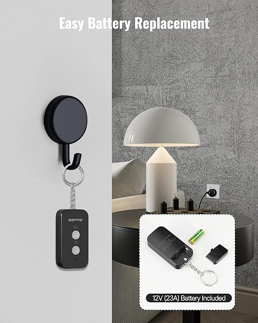 Black Remote Control Outlet, WILAWELS Wireless Remote On Off Switch for Outlet, Remote Light Switch for Lamp, Light, Programmable, 100ft RF Range, 15A/1875W, Battery Included, FCC Listed H11RC1106