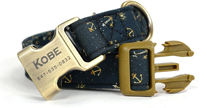 Personalized Dog Collar with Name and Phone Number Engraved,Adjustable Custom Puppy Collar,Organic Cotton Pet Collar for Small Medium Large Boy Girl Dogs