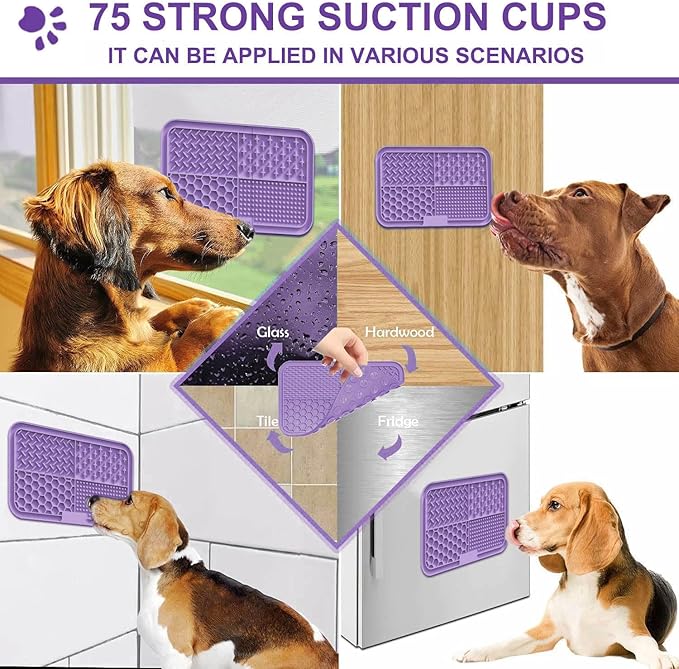 Licking Mat for Dogs & Cats with Suction Cups, 1 Pack Dog Slow Feeder Lick Pat for Anxiety Relief, Dog Toys Feeding Mat for Butter Yogurt Peanut, Pets Bathing Training Grooming Mat