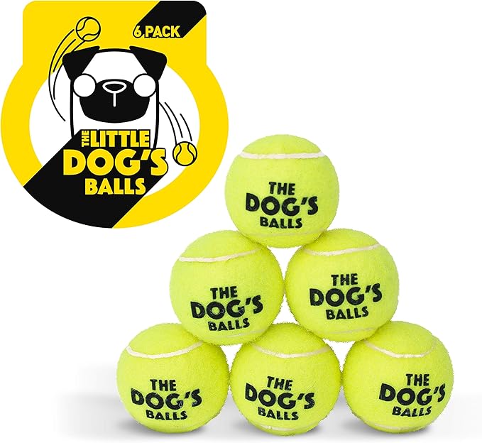 The Little Dog's Balls, Dog Tennis Balls, Yellow 6-Pack,Strong Toy for Agility Training, Puppy Training, Play, Exercise & Fetch, 1.9 Inches Diameter