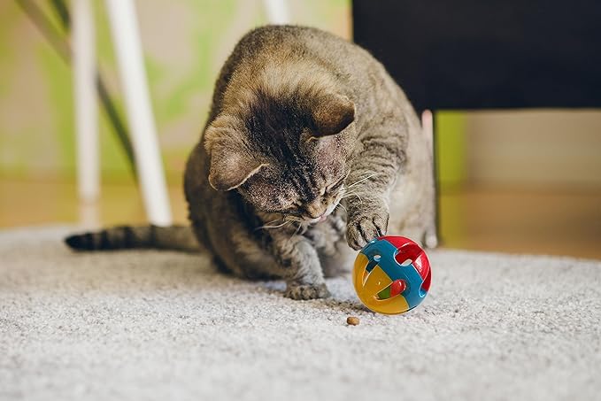 SIMENA Parrot Ball Toy with Bell, Cage Hanging Accessories for Medium to Large Birds, Interactive Toys for Birds, Cat Ball Toy (Bear, Set of 1)