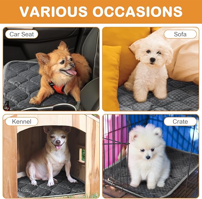 4 Pack Self Warming Cat Mat Self Heating Cat Pad Warm Thermal Pet Bed Washable Dog Crate Pad Body Heat Dog Bed Mat Blanket Non Slip Bottom for Outdoor Indoor Pets(Grey,20 x 28 Inch)