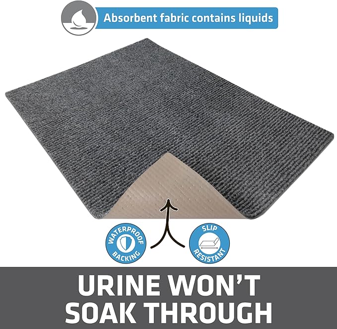 Drymate Cat Litter Trapping Mat, (Ridged Design), Traps Litter & Mess from Box, Soft on Kitty Paws, Absorbent, Waterproof, Urine-Proof, Machine Washable, Durable, (USA Made) (20" x 28")