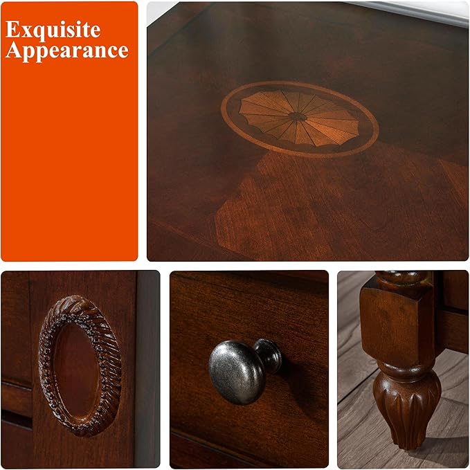 2-Set Solid Wood Cat Litter Box Enclosure, Hidden Litter Box Furniture, Wooden Pet House Storage Cabinet, Wooden Floor Cabinet for Hallway, Entryway or Living Room Home Decor, Cherry Walnut