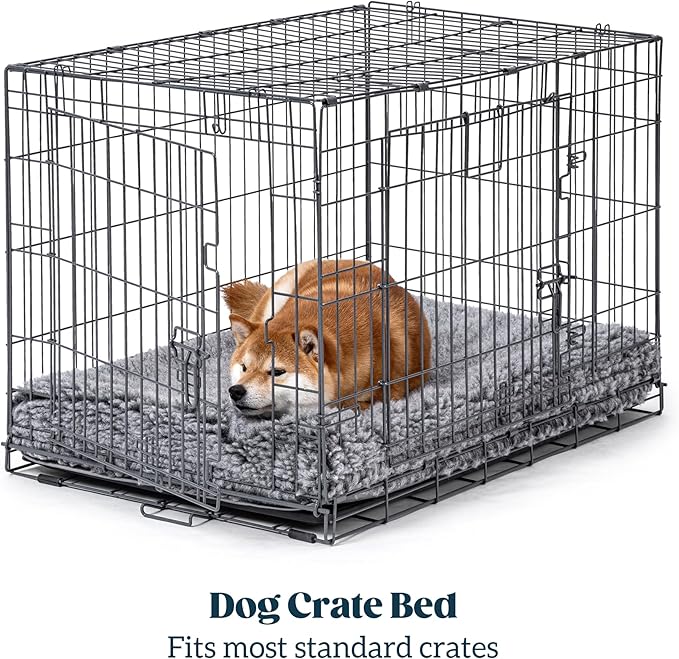 Stoutwool 4" Indestructible Dog Bed - Orthopedic Chew Proof Dog Crate Pad - Fluffy Kennel Mat for Aggressive Chewers - Ideal for Large Breeds & Fits 42-Inch Crate - 41"x27", Charcoal