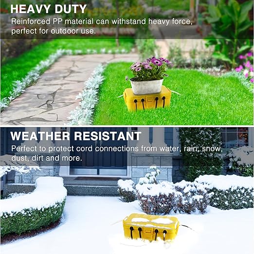 Flemoon Large Outdoor Electrical Box (12.5 x 8.5 x 5 inch), IP54 Waterproof Extension Cord Cover Weatherproof, Protect Outlet, Plug, Socket, Timer, Power Strip, Holiday Light Decoration, Yellow