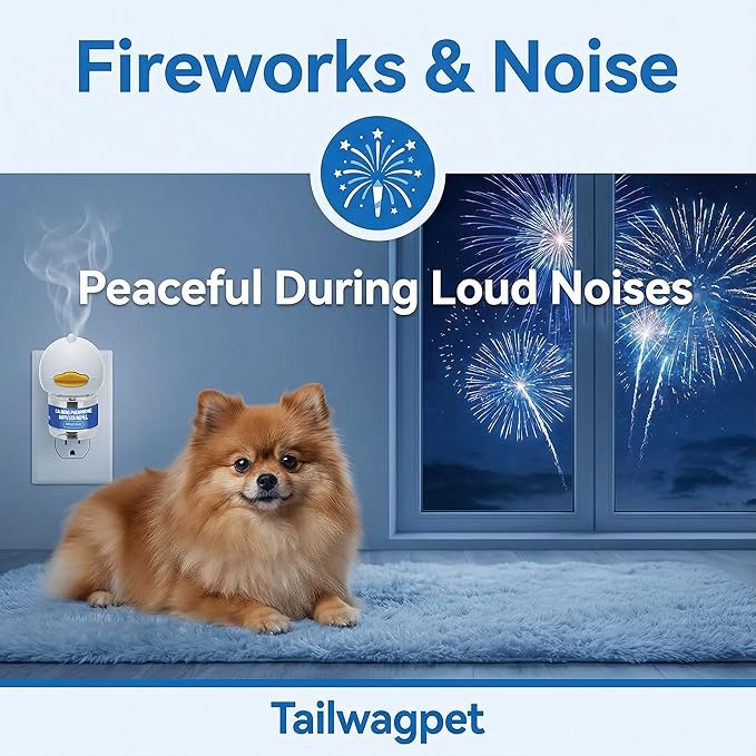 Dog Calming Pheromones Diffuser Kit - 180 Day Supply (8 Pack: 2 Plug-ins + 6×48mL Refills) - Anxiety, Barking, Aggression & Stress Relief for Dogs