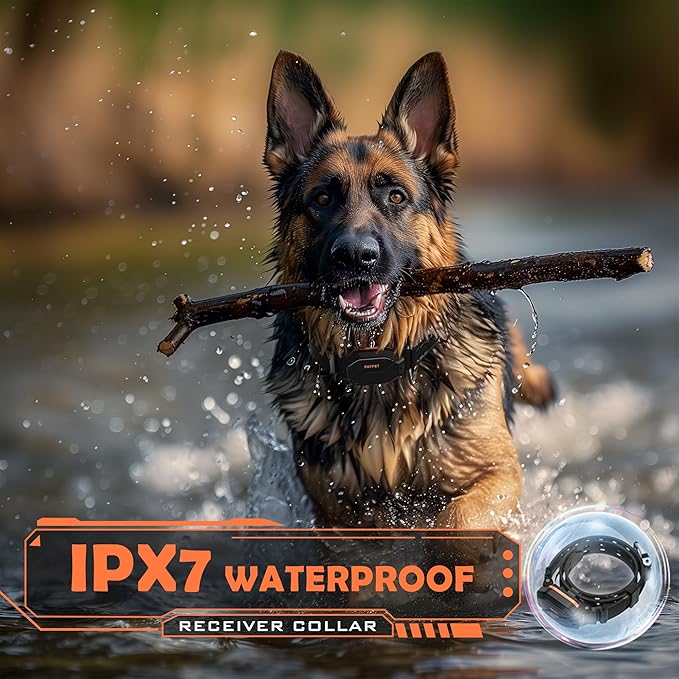 PATPET Dog Training Collar, 1.2 Mile Range 101 Training Levels Dog Shock Collar with Remote Control (15-150 lbs), Waterproof 100% Safe E Collar for Large Breed for Dogs Black with Vivid Orange