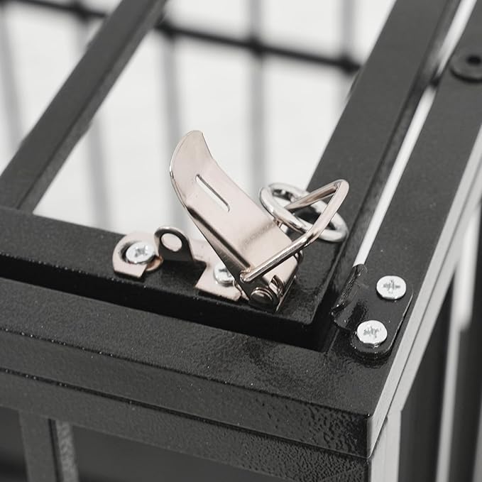 60 Inch Heavy Duty Dog Crate Cage with Cushion, Indestructible Escape Proof Large Metal Dog Kennel Furniture for Small Medium Large Dogs, Indoor High Anxiety Pets Crate with 2 Door and Removable Tray