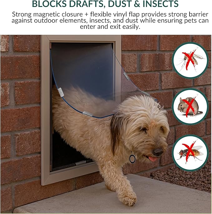 Elbert Mountain Pet Door - Wall Model | Cat & Dog Door | Adjustable Tunnel Fits Up to 10" Walls | Energy-Efficient Single Vinyl Flaps | Locking Security Cover | Durable Aluminum Frame