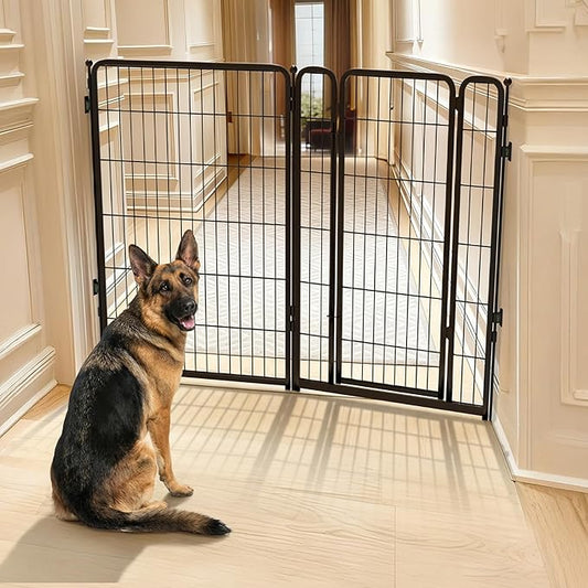 FXW Dog Gate Extra Wide Designed for Indoor Use, Adjustable Width Up to 55-inch Wide (45" H 2 Wire Panels for Large Dogs), Black