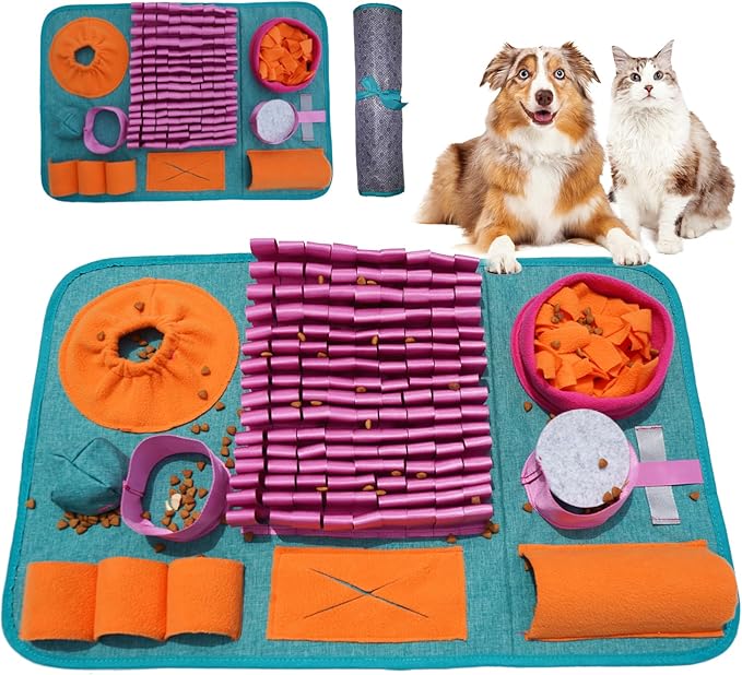 Snuffle mat for Dogs, Interactive Feeding Game, stimulates Natural Foraging Instincts in Cats and Dogs, Travel-Friendly, Dog Treat Dispenser, Suitable for Indoor and Outdoor use.