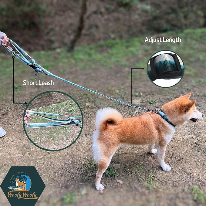 6in1 Multifunctional Dog Leash, Hands Free Dog Leash, Adjustable Length 6'7", Forest Print,Dogs, Adjustable Length, for Medium and Large Dog, Size M/L-Width:1"