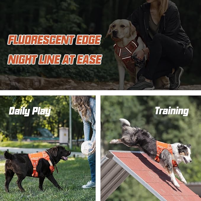 AUROTH Tactical Dog Harness for Large Dogs No Pull Adjustable Pet Harness Reflective K26 Working Training Easy Control Pet Vest Military Service Dog Harnesses