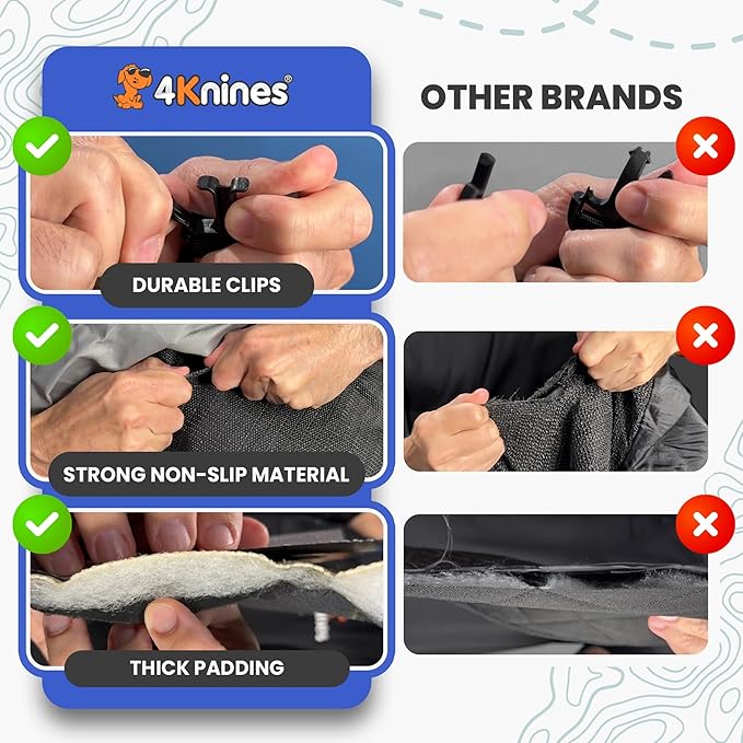 4Knines Hard Bottom Back Seat Extender for Dogs – Waterproof Dog Car Seat Cover – Heavy Duty Backseat Protector for Cars, SUVs, Trucks – Built-in EZ Open Door Protector (Camo, Regular)