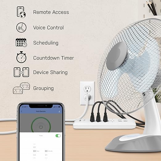 Feit Electric Smart Power Strip, 4 Outlets + 4 USB Ports, Voice Control with Alexa & Google Assistant, App Control & Scheduling from Anywhere, 15 Amp, Indoor 4-Outlet Powerstrip, POWERSTRIP/WiFi
