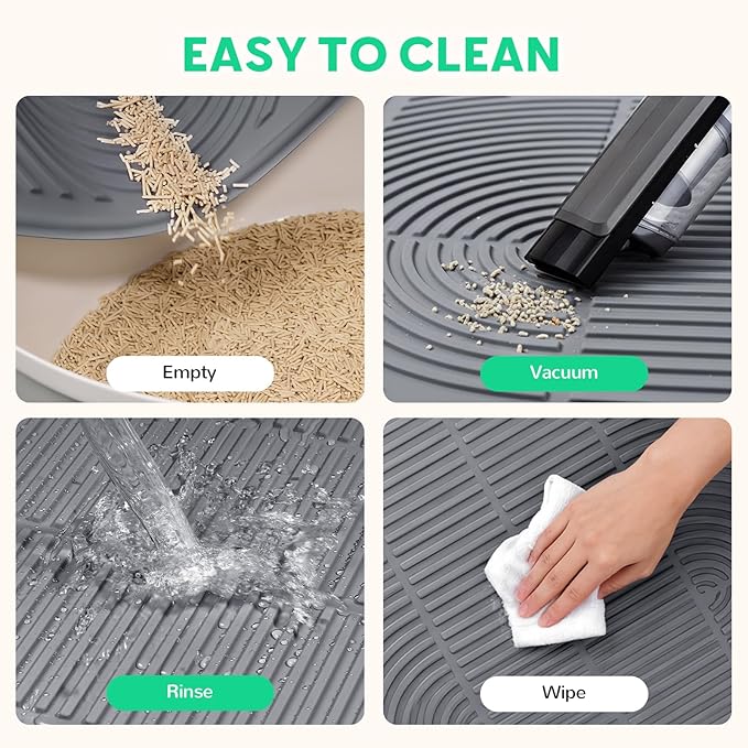 Cat Litter Box Mat,40" x 28" Extra Large Silicone Waterproof Litter Trapping Mat for Scatter Control Soft on Kitty Paws Non-Slip Easy to Clean