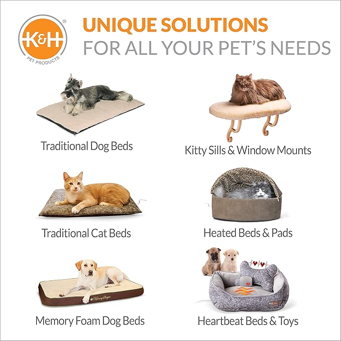 K&H Pet Products Heated Extreme Weather Outdoor Kitty Pad Petite, Waterproof Heated Cat Mat, Pet Warmer for Outside Feral Cat Houses, Indoor Outdoor Warming Pet Mat - Petite 12 X 9in Tan 25W