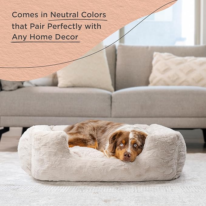 Best Friends by Sheri Soothe & Snooze Lounge Lux Memory Foam Rectangular Dog Bed, Washable, Oyster, Large 36" x 27"